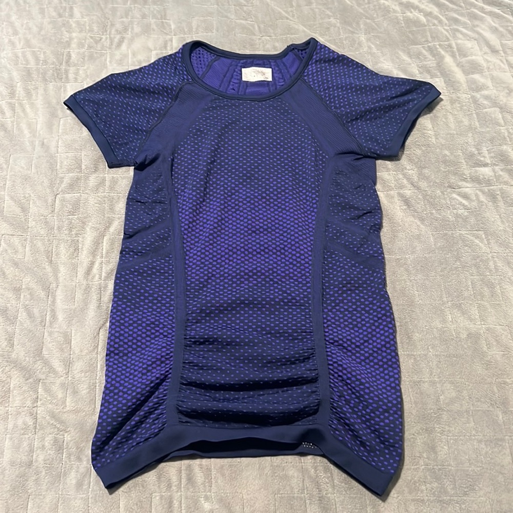 Athleta Short-Sleeve Activewear Top, Stretchy, Blue, Running, Yoga, Size XS